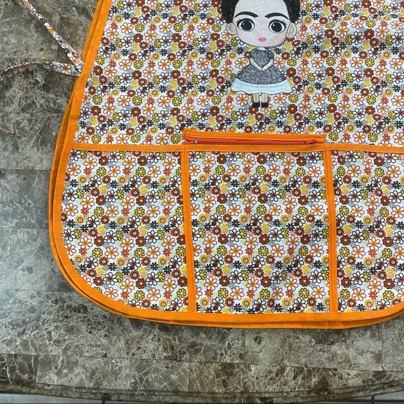 Craft Apron Mexican Artisan Little Frida Embroidered,Mandil Artesanal Mexicano - Picture 4 of 9